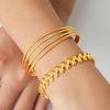 Französisches Retro Geometrisches Armreif - 18 Karat Vergoldeter Titanstahl Schmuck für Damen