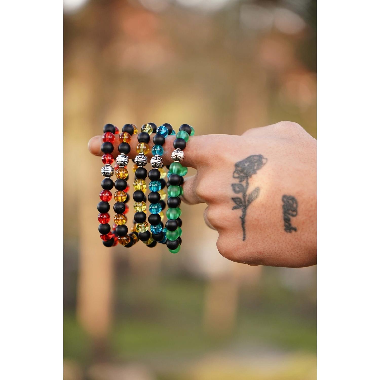 

Набор браслетов из 5 красочных ониксов из натурального камня