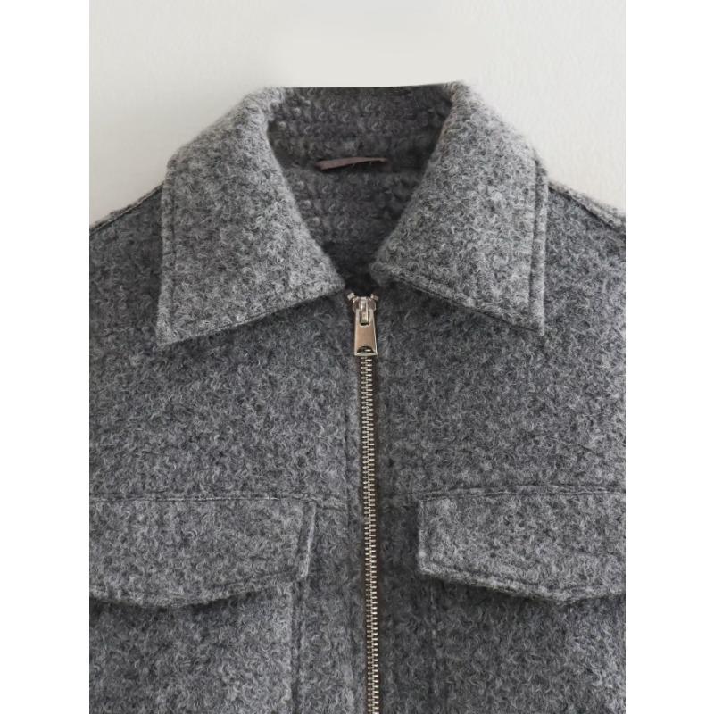 DAFIFY Damenmode, lässig, einfarbig, Herbst-Winter, langärmelig, POLO-Ausschnitt, Jacken und Mäntel