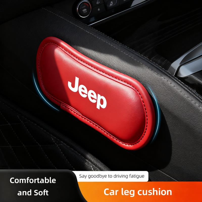 AIY5 1PCS Car Interior Leg Knee Rest Pads Leather Cushion Accessories For Jeep Grand Cherokee Wrangler JK Gladiator Compass Renegade