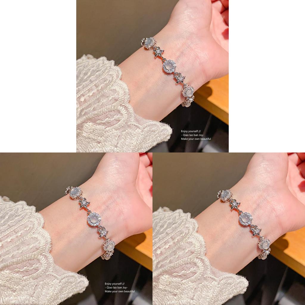 Geometric Flower Crystal Bracelet For Women Elegant Floral Jewelry Gift For Spring