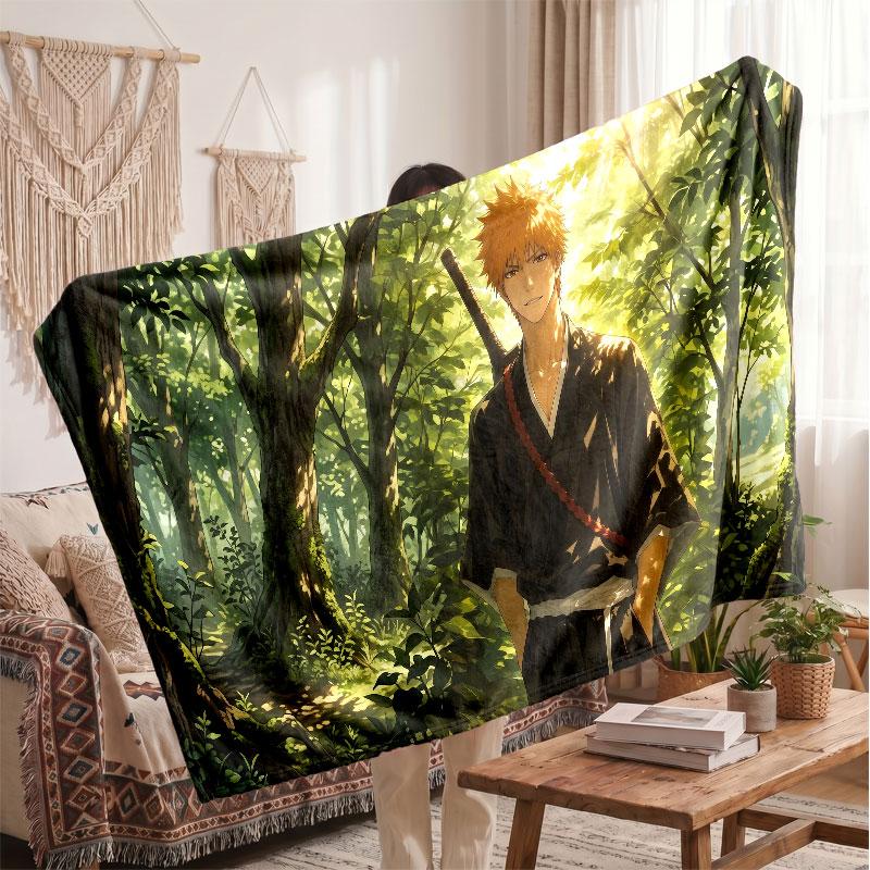 Warm Flannel BlanketBleach Anime Soft Cozy Throw Blanket for Bedroom Couch