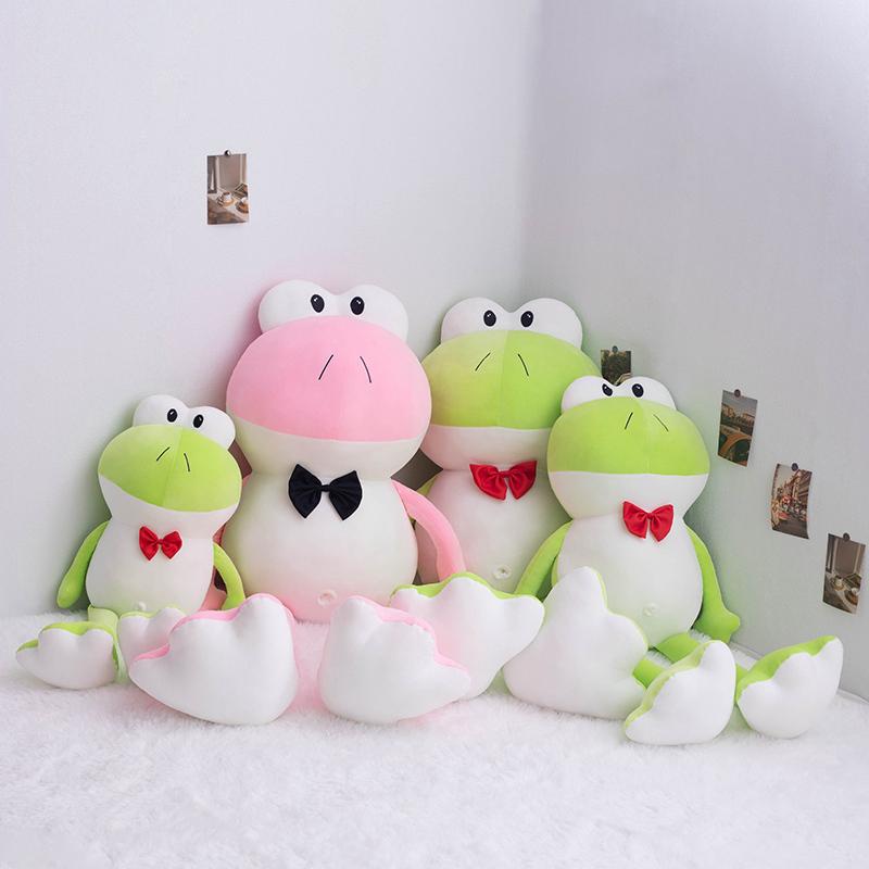 Creative Cartoon Gentleman Frog Plush Doll Backpack Green Pink Tie Frog Plush Toy Pillow Super Soft Gift For Boys And Girls