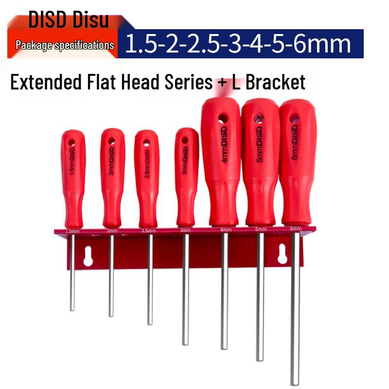 Straight Handle Hex Screwdriver Set: H1.5 To 6mm Flat Head