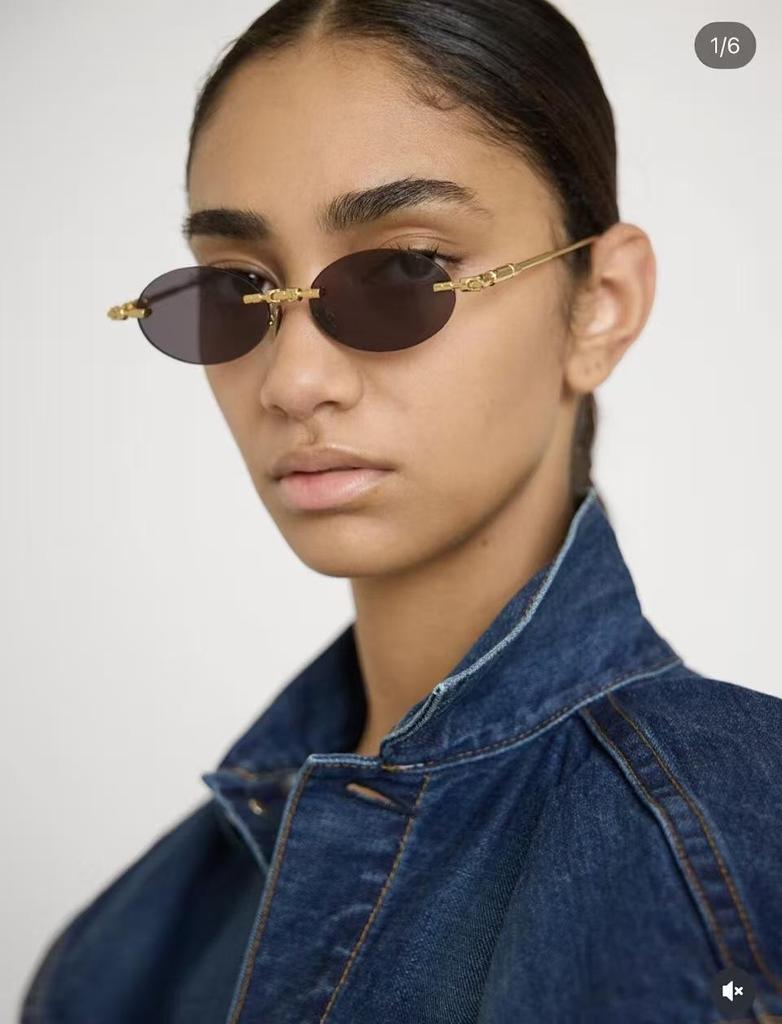 Fashionable H62 Oval Rimless Metal Sunglasses - Trendy Unisex Sun Protection for Vacation and Party