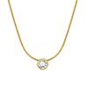 Birthstone Necklace Sliding Cubic Zirconia Pendant For Women,18k Gold Plated Stainless Steel Adjustable Jewelry