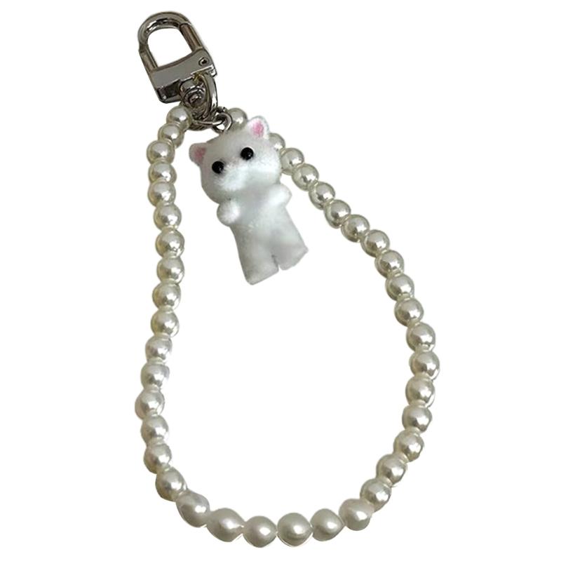 

Fashionable Keychain Pendant Elegant Beads Keychain Wristlet Beads Bag Pendant Beads Key Holder for Key Organization 1 білий