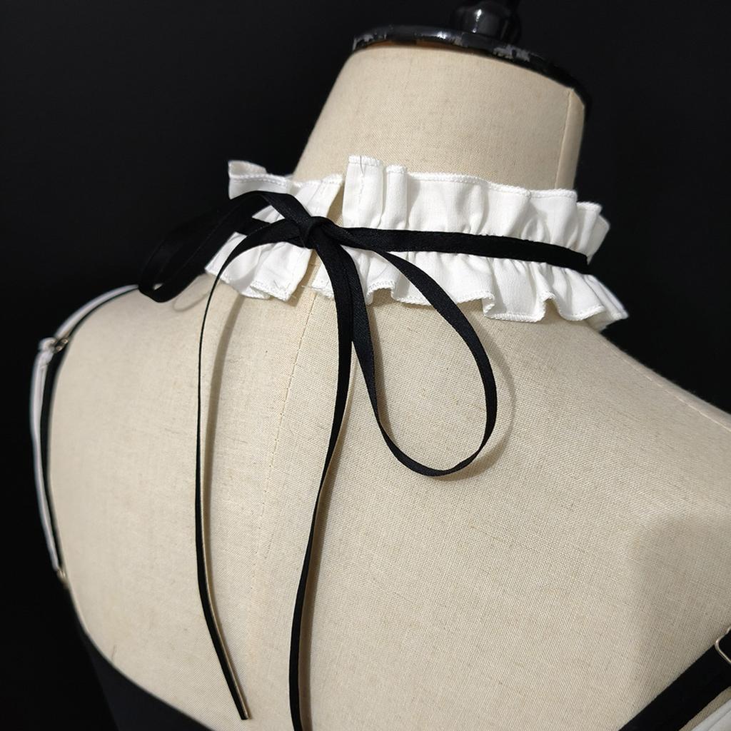 Vintage Adjustable Ribbon Tie Fake Collar Victorian Ruffled Neck Ruff Decorative Neckwear Accessory For Women Cosplay