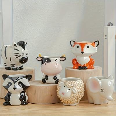 A Cute Animal-Themed Ceramic Planter for Succulents, Perfect for Decorating Your Balcony Table. Gardening Gift Home Decor