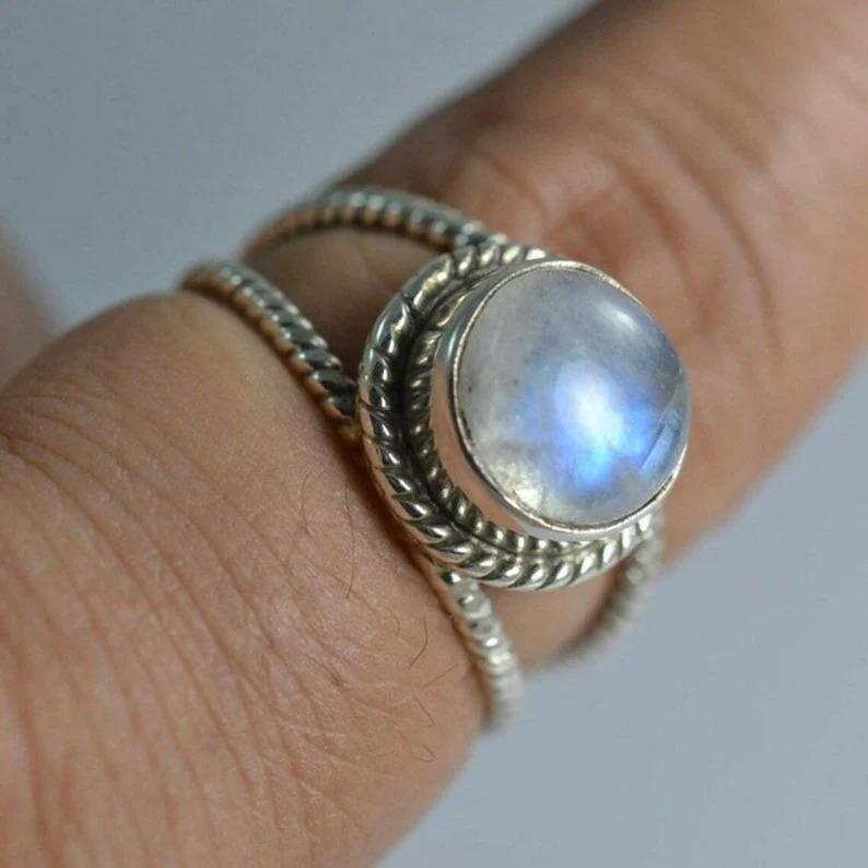 Moonstone Gemstone Ring 925 Sterling Silver Solid Rough Stone Everyday Wear Fashion Rings for Women's Gift idea Gemstone Jewelry 4.68 Gms Approx