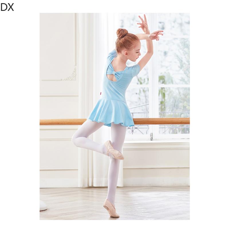 DX-Dance Costume Kids Costume Spring Short Sleeve Girls Bow Ballet Dress Girl