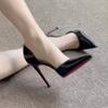 Spring and Summer Black Style High Heels, Women's Thin Heels Cut Through the Side Air Red Sole, Fashion Is Not Tired, Men's  and Feet