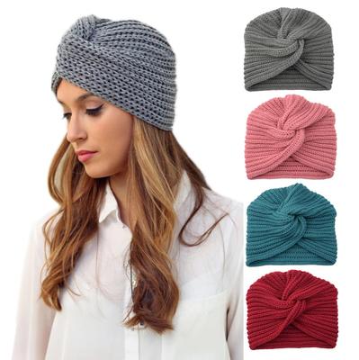 Moda Bohemia Otoño Invierno Calentador de Orejas Tejido Diadema Gorro Mujeres Ganchillo Cruz Ancho Elástico Calentador Diadema Envoltura para la Cabeza
