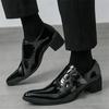 Britain Monk Strap Loafers Men Pointed Skeleton Patent Leather Elevator Shoes Designer Formal Wedding Dress Homecoming Footwear
