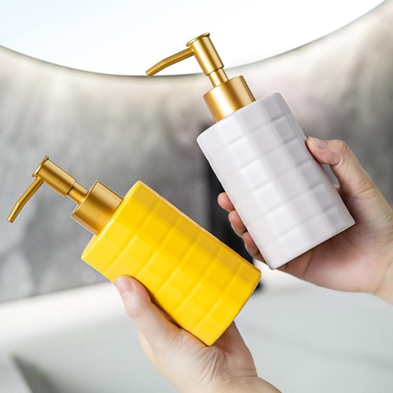 Ceramic Liquid Dispenser Refillable Container For Bath Essential Shampoo Soap Bottle