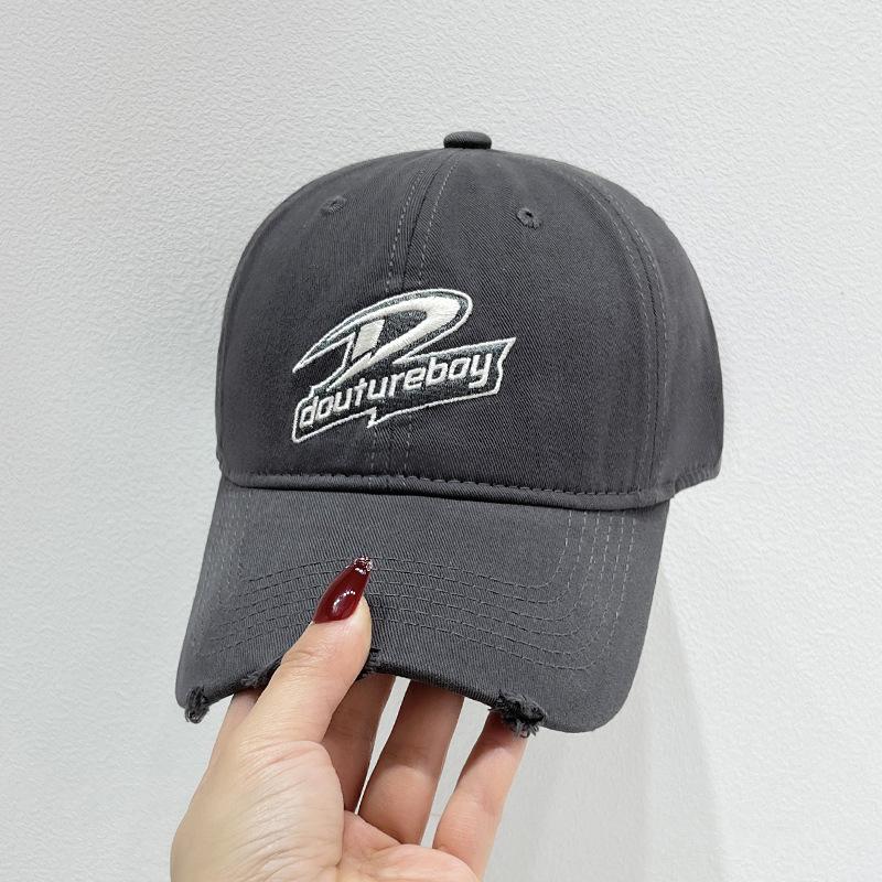 Embroidered Casual Baseball Cap for Boys and Girls Spring and Summer Sun Hat Korean Style Face Showing Little Duckball Cap