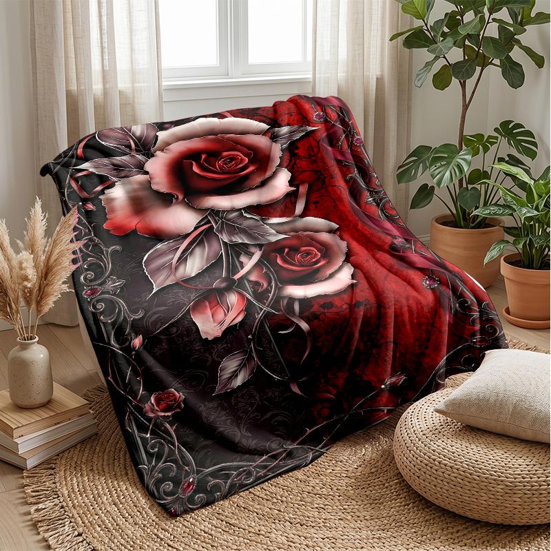 Elegant Rose Arch Design Theme blanket Lightweight Warm Flannel Blanket Decorative Throw Blanket for Home Decoration