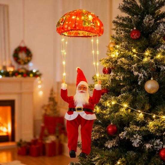 Święty Mikołaj Spadochron Lampki Świąteczne 8 Trybów Lampki Sznurowe z Pozami DIY Dekoracja Wewnętrzna Zewnętrzna do Domu Drzewka Podwórka Świąteczny Prezent