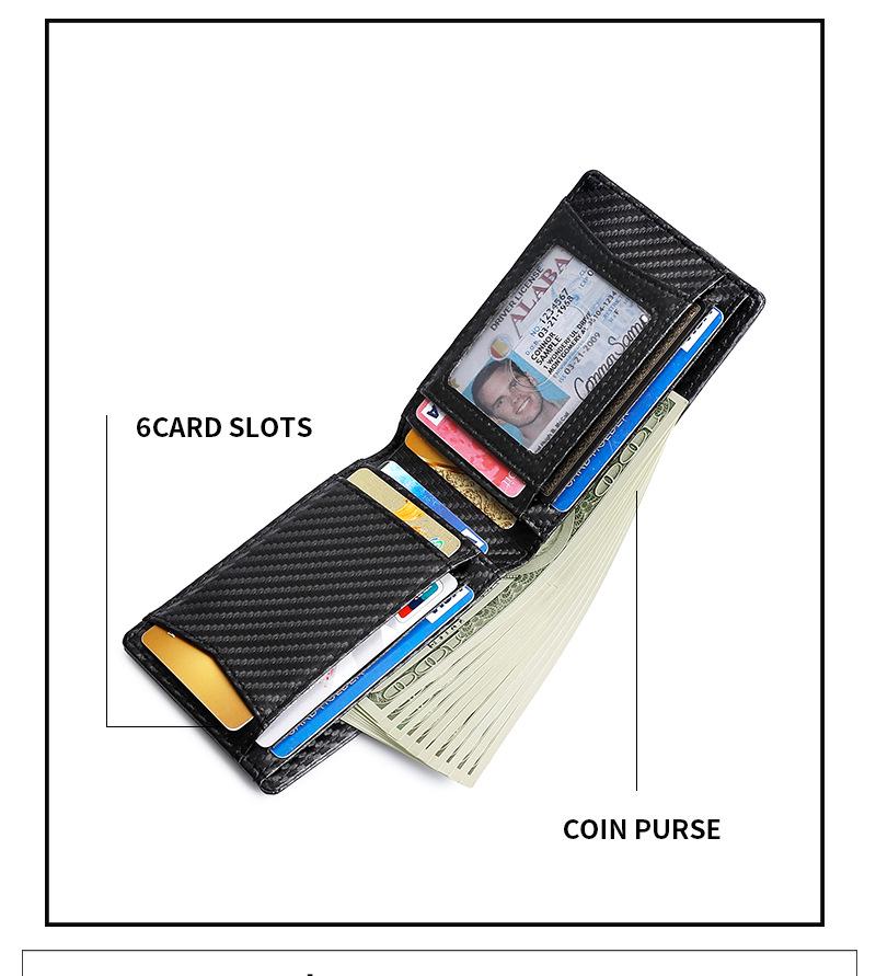 Men's Carbon Fiber Genuine Leather AirTag Wallet with RFID Protection