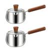 Efficient Stainless Steel Cookware with Ergonomic Wood Handle Practical Dormitory Milk Boiling Pot Kitchen Saucepan
