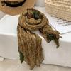 Women's Cotton and Linen Scarf Floral Scarf Splicing Literary and Artistic Fashion Warm Scarf Shawl