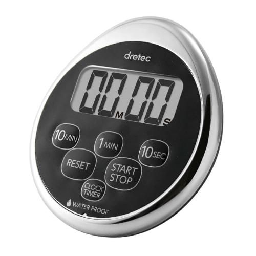 Dretec Kitchen Timer Stopwatch with Magnet, Waterproof, and Clock, Chrome Plated