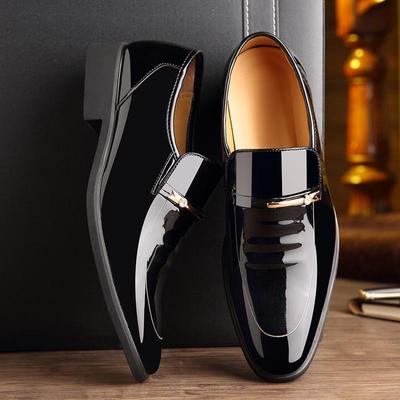 Zhengou Men's Shoes Large Size Pointed Leather Patent Leather Business Dress Casual Men's Leather Shoes Wedding Shoes Inner Height Increase Leather S