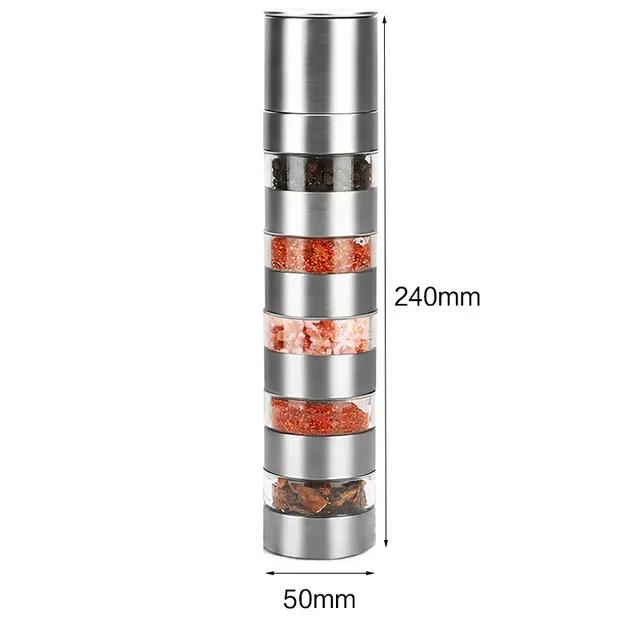 Pepper Grinder 2 in 1 Stainless Steel Manual Spice Salt and Pepper Mill Kitchen Tools Accessories for Cooking
