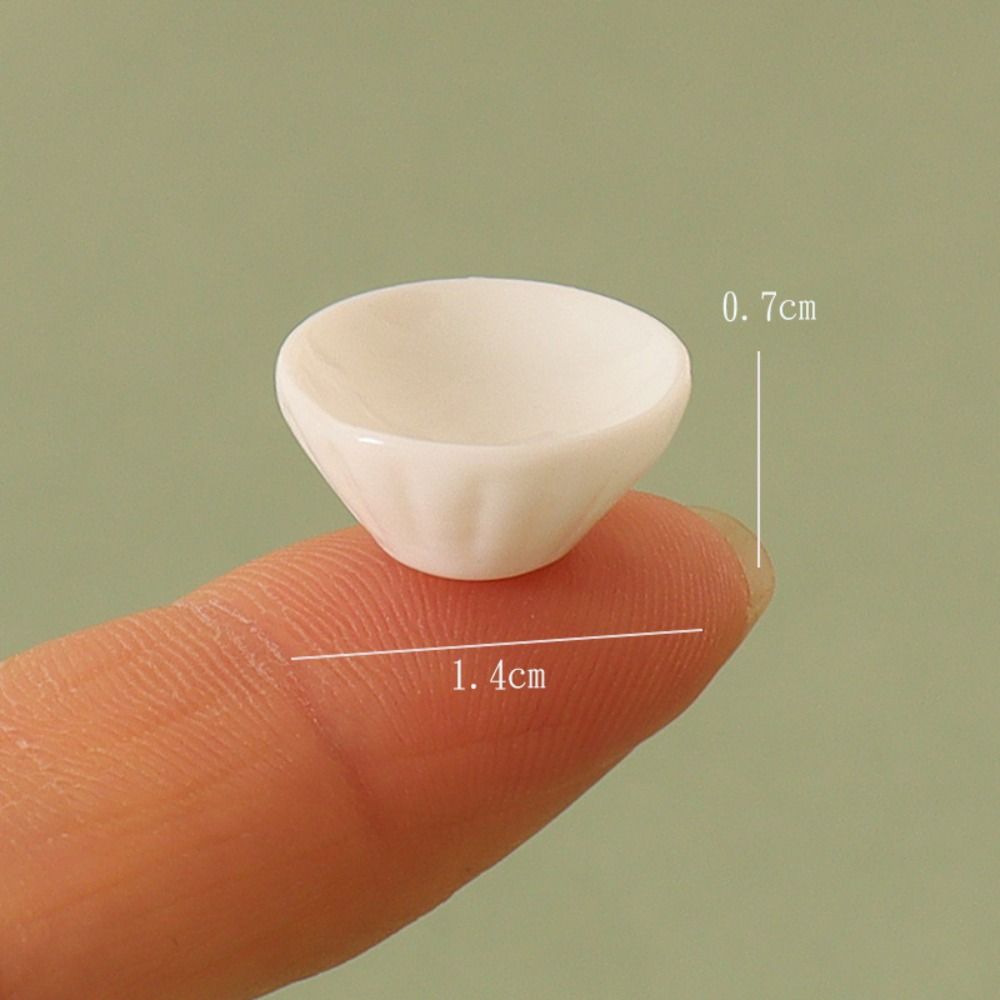 5pcs Mini Miniature Dollhouse Food 8 Styles Simulation Bowl White Dining Plate  Dollhouse Decoration