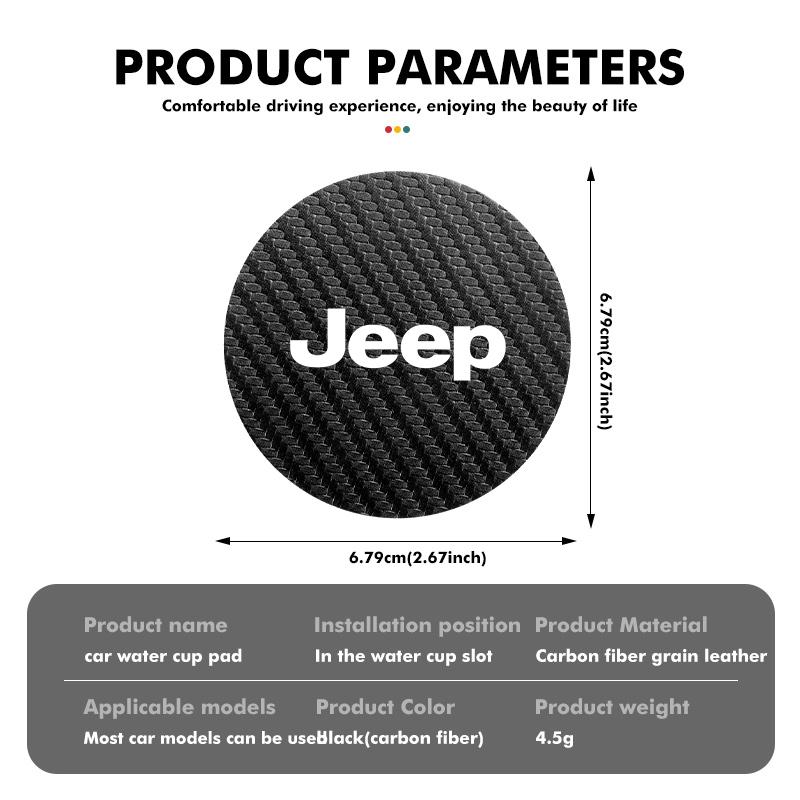 AKI2 For Jeep 2Pcs Car Coaster Water Cup Anti-slip Pad Mat Cherokee Patriot Liberty Wrangler JK JL Commander
