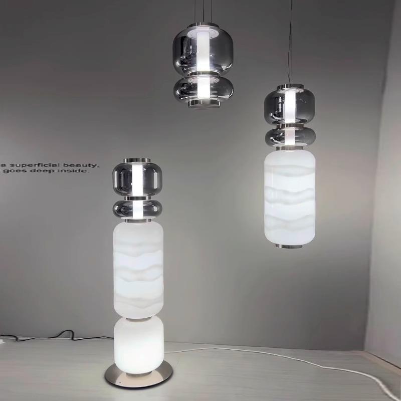 Italy Creative Smoke White Glass LED Chandelier Bedroom Study Hotel Desk Light Living Room Sofa Atmosphere Art Decor Floor Lamp