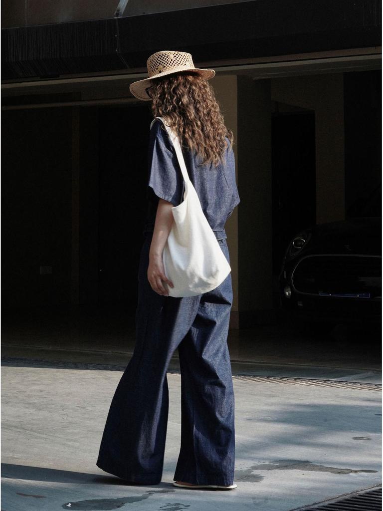 Louvre Summer Korean Retro Wide-Leg Breathable Sun Protection Jeans for Women