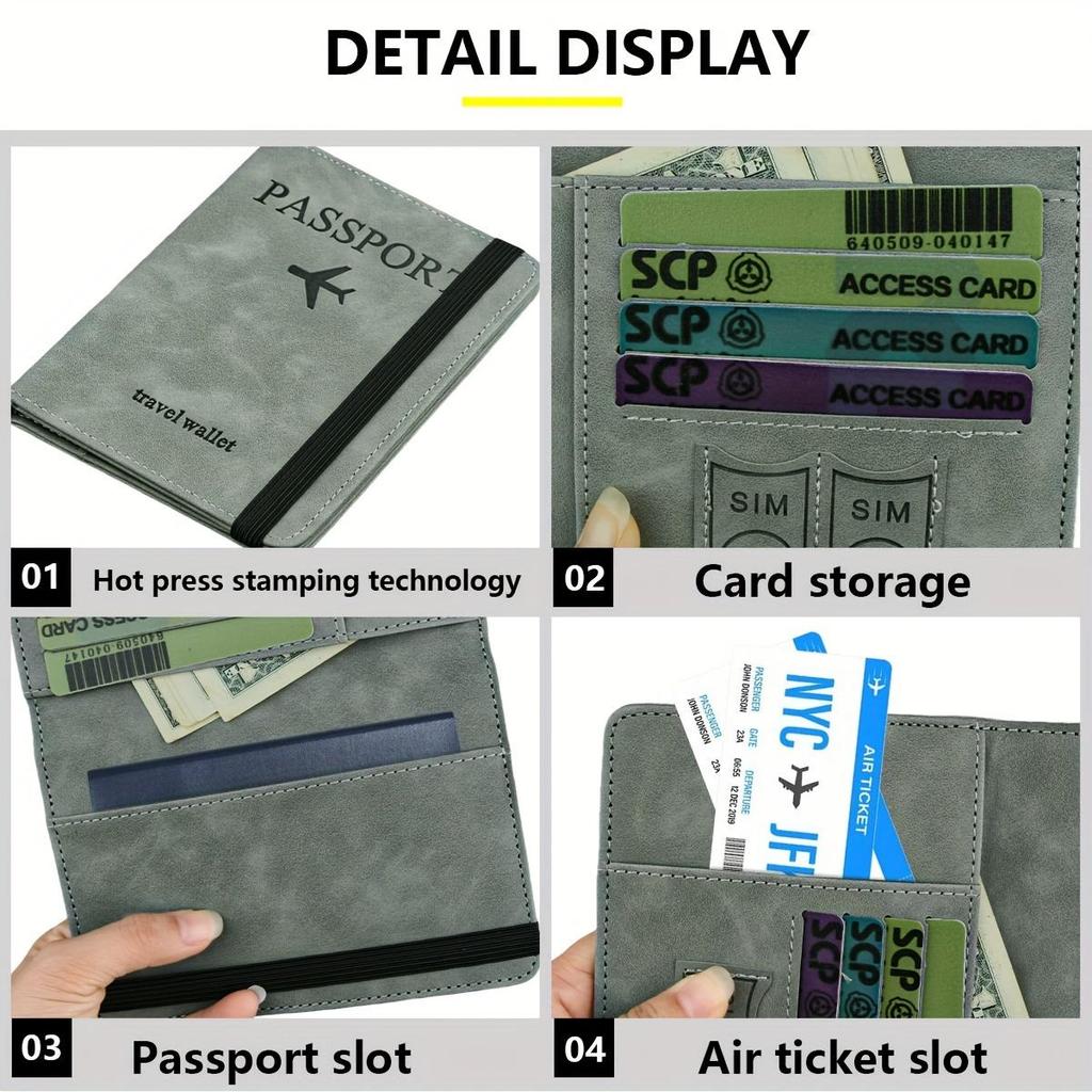 RFID passport holder slim passport wallet multi-functional wallet travel passport bag