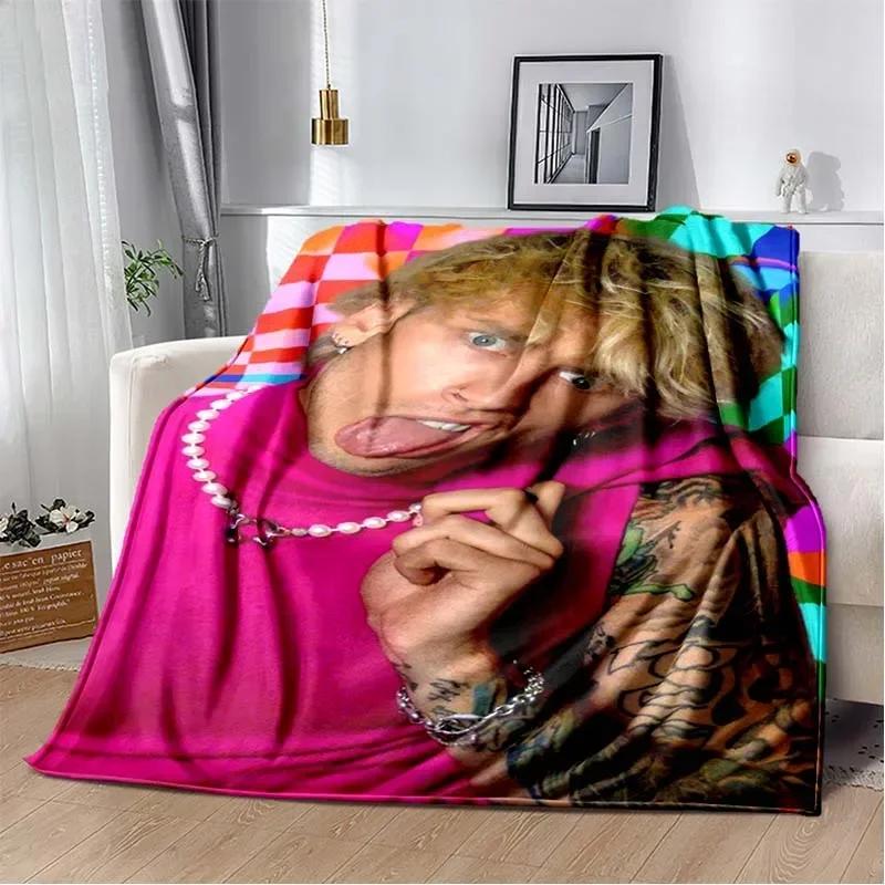 Machine Gun Kelly Poster Flannel Blanket Warm Music Art Throw for Bedroom Sofa Bed Travel Picnic Fan Gift