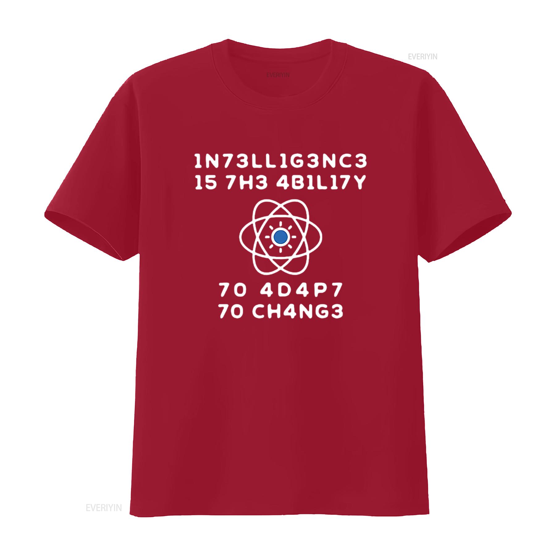 Intelligence Is The Ability To Adapt Change T Shirt Black L vintage Washed Stylish Soft Casual Versatile Slightly streetwear S