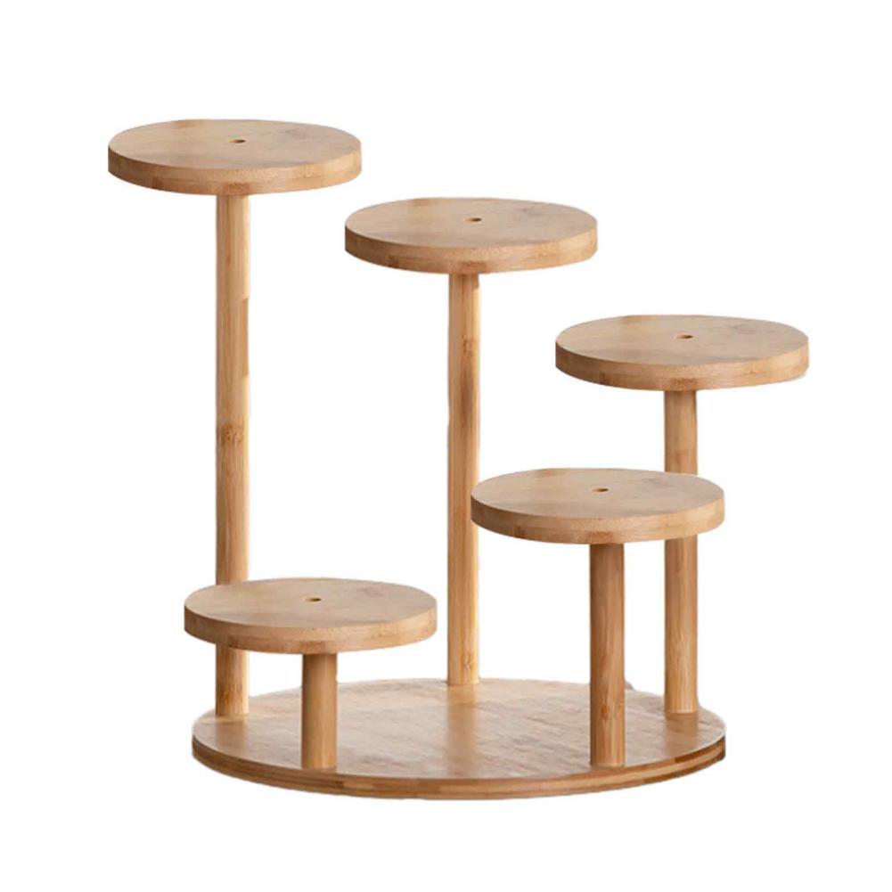 5-stöckiger Bambus Tischplatten Pflanzenständer Regal Blumentopfhalter Regal Ausstellungsregal Innen Außen Pflanzgefäß Ausstellungsregale