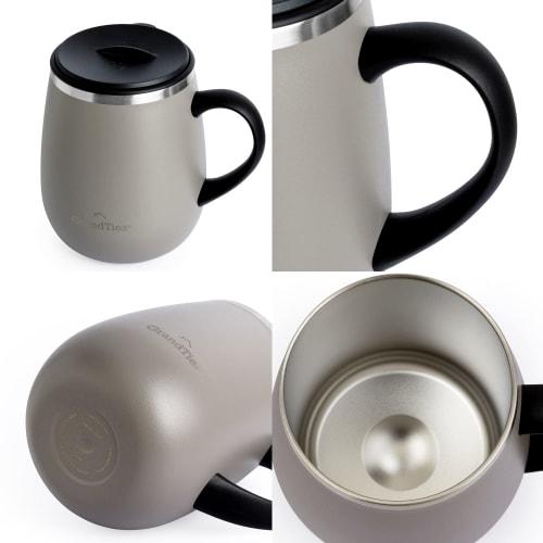 GRANDTIES Premium Vacuum Insulated Mug, 460ml, Available in 19 Colors, with Easy-Open Sliding Lid, Stainless Steel Double-Wall Vacuum Insulation, and
