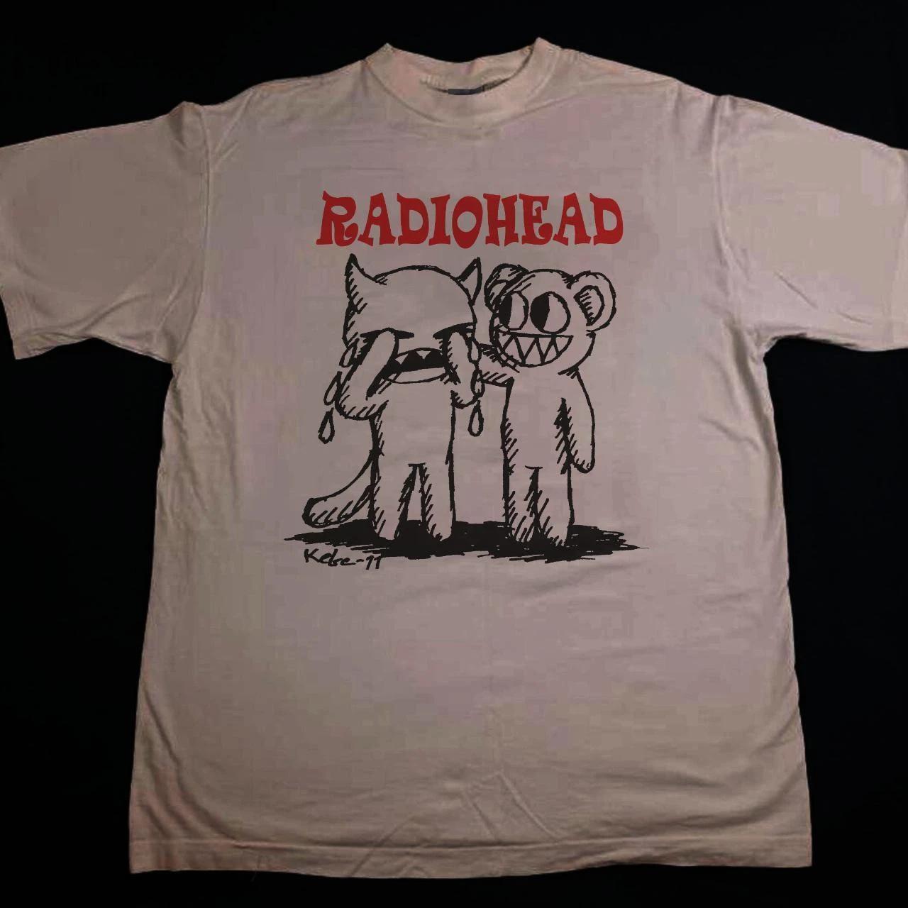 

Band Shirt, Radiohead Classic Style White Unisex Tshirt Sweat-absorbing Versatile Alphabet Pattern Breathable Sweat-absorbing 4XL