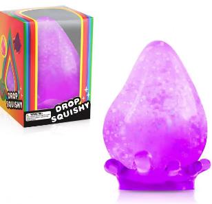 Brinquedo Needoh em forma de gota sonhadora, rebote lento, brinquedo sensorial de descompressão em silicone macio transparente para aliviar o stress