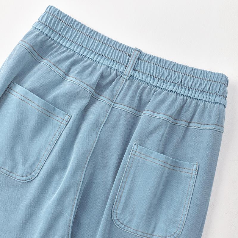 Women's Spring   Straight Jeans: Stretch High-Waist Loose Wide-Leg Floor-Grazing Pants