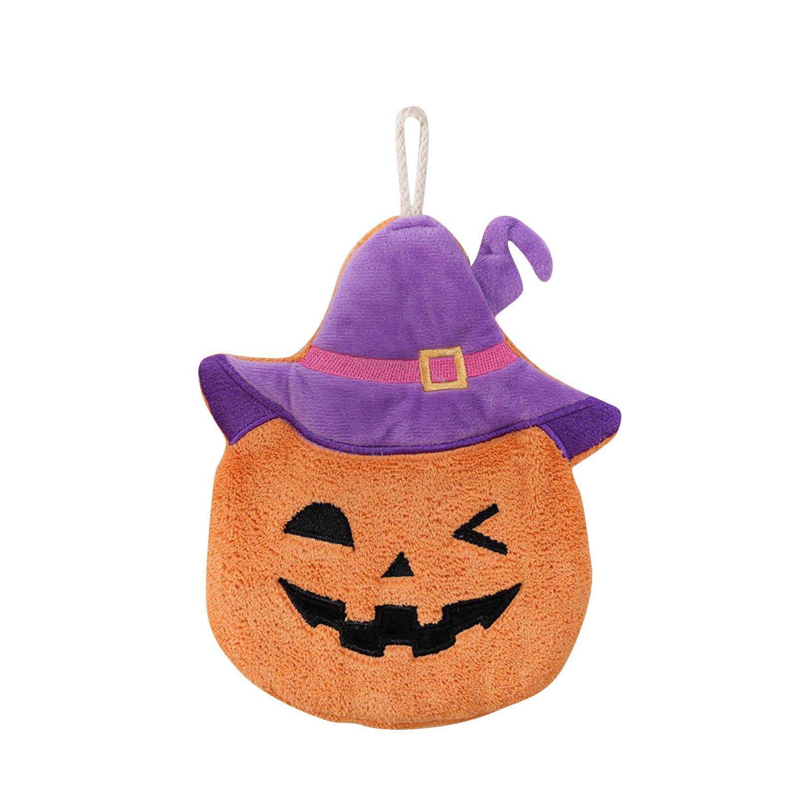 

Персонализированное Хэллоуинское фиолетовое шляпа тыква подвесное полотенце для рук для детей One Size жёлтый