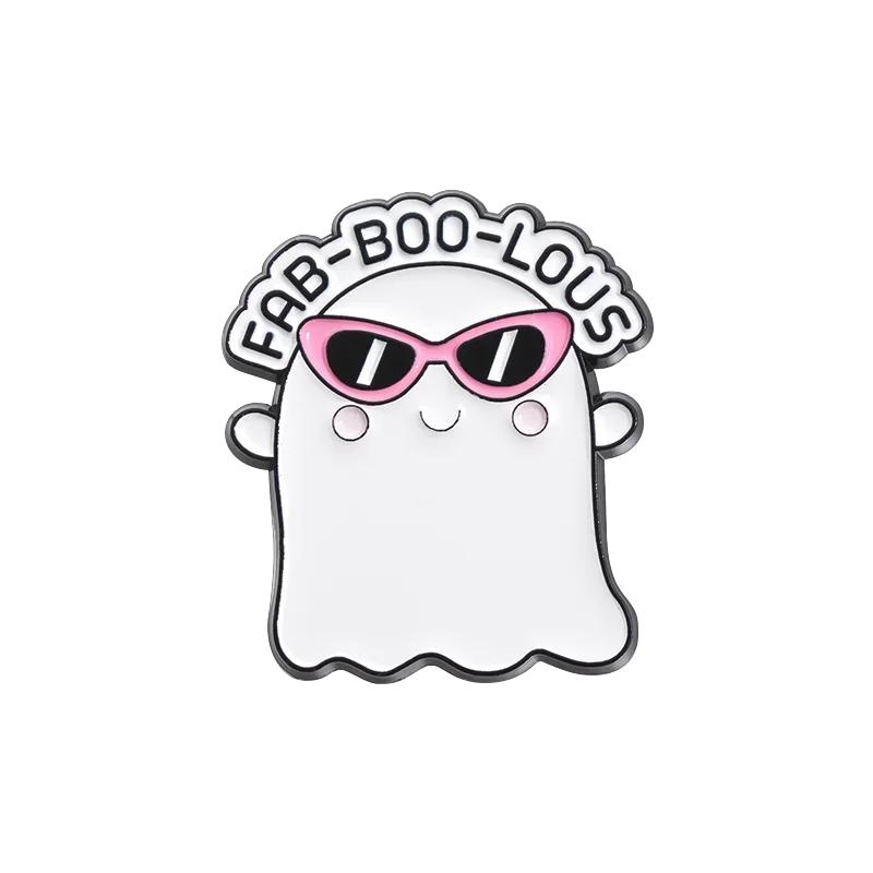 Halloween Punk Ghost Collected Enamel Pin Custom Spooky Boo With Black Cat Brooches Clothes Lapel Badge Jewelry Gift for Friends
