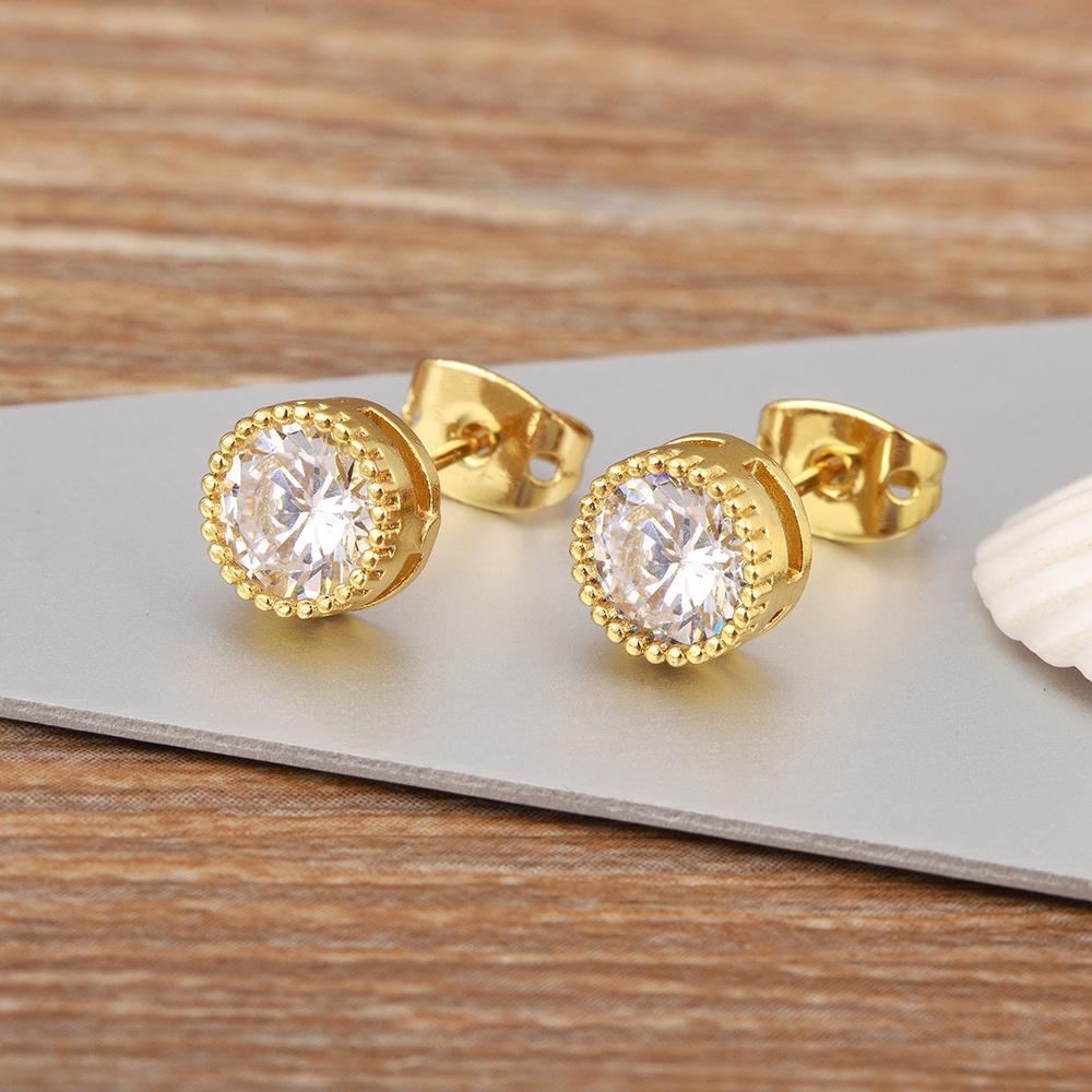 

Nidin Light Luxury Trendy Round Shape Adjustable Earrings For Women Delicate Crystal Zircon Jewelry Accessories Party Gifts