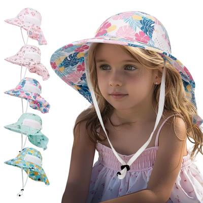 Girls Sun Hat Baby Beach Hats Boys UPF 50+ Kids Summer Protection Cap Toddler Breathable Mesh Wide Sunshade Hat