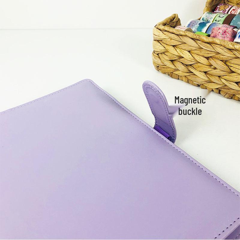 A5 Macaron Solid Color PU Leather Loose-Leaf Notebook Planner - Simple Business Style