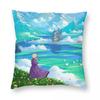 Castle And Mountains Square Pillowcase Polyester Linen Velvet Creative Zip Decorative Pillow Case Sofa Cushion Cover
