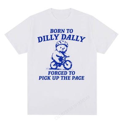 Geboren zum Trödeln Gezwungen, das Tempo zu erhöhen T-Shirt Lustiges Y2K Vintage Bären Meme T-Shirt Ich