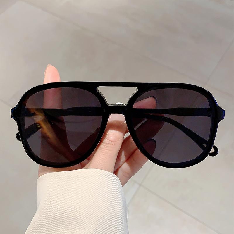 Vintage Double Bridge Sunglasses  New Chic Multicolor Gradient Pilot Shades Fashion Brand Design Mirror Dark Glasses