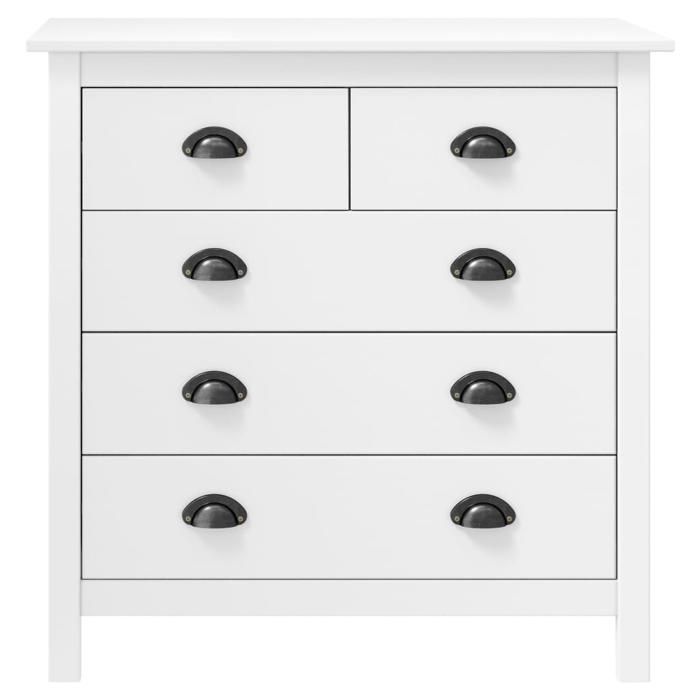 VidaXL Buffet Commode Armoire Latérale Meuble de Rangement avec 5 Tiroirs Armoire de Rangement Intérieur Blanc 79x40x80 cm 288916