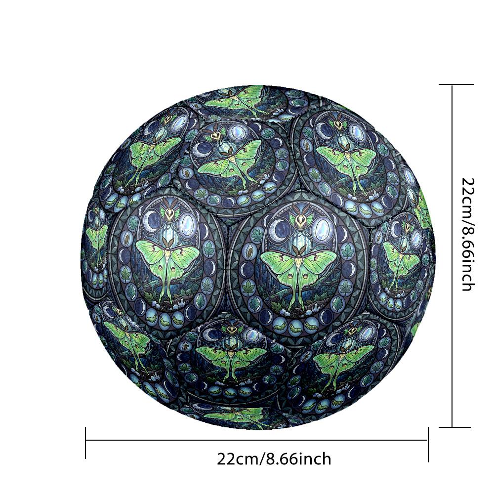 Moonlit Luna Moth Mandala Round Football Size 5 Adult Ball Suitable for Training Matches and Outdoor Team.